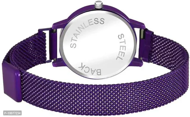 KIARVI GALLERY White Dial Purple Magnet Strep Designer Analog Watch for Girls and Women-thumb3