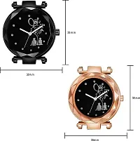 KIARVI GALLERY Black and Gold Tree Lover Couple Dial Designer with Magnetic Metal Strap Analog Watch for Girl's and Women (Pack of 2)-thumb2