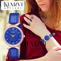 KIARVI GALLERY Analog New Antique Designer Dial Stylish Premium Leather Strap Watch for Girls and Women(Blue) (Blue)-thumb3
