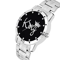 KIARVI GALLERY Analogue Silver King Dial Metal Strap Boys and Men's Watches (Silver)-thumb1