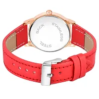 KIARVI GALLERY Clusal Analogue Queen Dial Unique Designer Leather Strap Watch for Girl's and Women's (Red)-thumb3