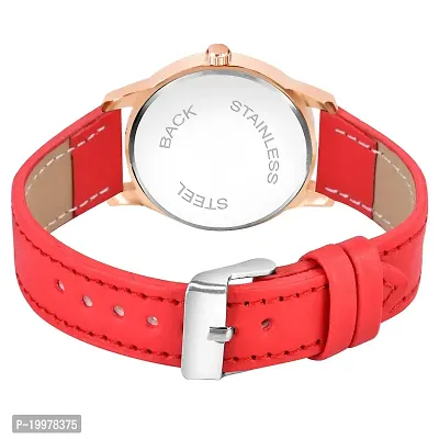 KIARVI GALLERY Clusal Analogue Queen Dial Unique Designer Leather Strap Watch for Girl's and Women's (Red)-thumb4