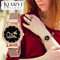 KIARVI GALLERY Black and Gold Queen Dial Designer with Magnetic Metal Strap Analog Watch for Girl's and Women (Pack of 2)-thumb3