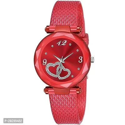 Kiarvi Gallery Red Heart Dial Pu Strap Analog Girl S And Women S Watch  Redcolored Strap-thumb0