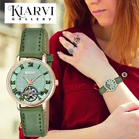 KIARVI GALLERY Analogue Stylish Leather Strap Women's and Girl's Watch (Green)-thumb4