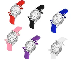 KIROHreg; Six Multicolor Diamond Studded Butterfly Designer Watch for Girl and Women (Pack of 6)-thumb1