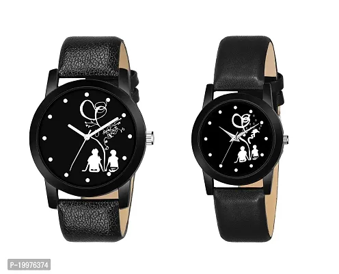 KIARVI GALLERY Lovers Couple Leather Belt Analog Watch for Couple