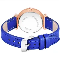 KIARVI GALLERY Analogue Moon Designer Dial Leather Strap Watch for Girls and Women(Peach) (Blue)-thumb2