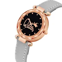 KIARVI GALLERY Analogue Queen Designer Dial Leather Strap Watch for Girls and Women(Pink) (Grey)-thumb1