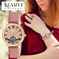 KIARVI GALLERY Analogue Stylish Leather Strap Women's and Girl's Watch (Peach)-thumb4