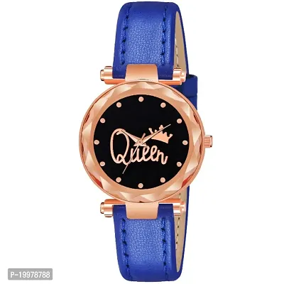 KIARVI GALLERY Analogue Queen Designer Dial Leather Strap Watch for Girls and Women(Pink) (Blue)