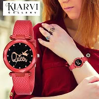 KIARVI GALLERY Red Queen Dial PU Strap Analog Girl's and Women's Watch (Red Colored Strap)-thumb4