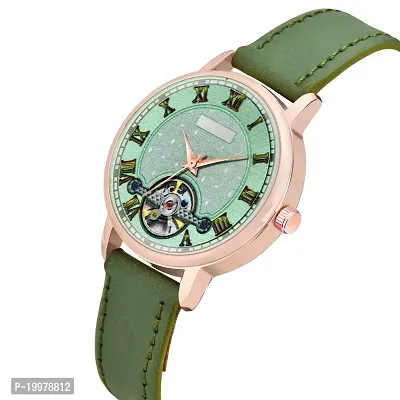 KIARVI GALLERY Analogue Stylish Leather Strap Women's and Girl's Watch (Green)-thumb2