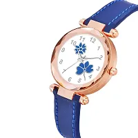 KIARVI GALLERY Analogue Flower Designer Leather Strap Women's and Girl's Watch (Blue)-thumb1