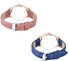 KIARVI GALLERY Analogue Flowered Dial Unique Designer Leather Strap Women's and Girl's Watch (Peach-Blue)-thumb2