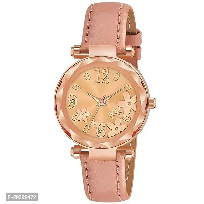 Kiarvi Gallery Designer Gold Color Dial Analog Watch Girl And Women