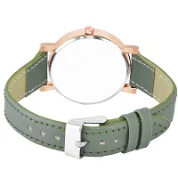 KIARVI GALLERY Analogue Flowered Dial Unique Designer Leather Strap Women's and Girl's Watch(Green)-thumb3