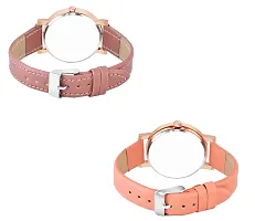 KIARVI GALLERY Analogue Pack of 2 Flower Designer Dial Leather Strap Women's and Girl's Watch (Peach-Peach)-thumb3