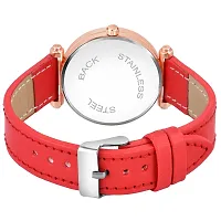 KIARVI GALLERY Analogue Queen Designer Dial Leather Strap Watch for Girls and Women(Pink) (Red)-thumb2