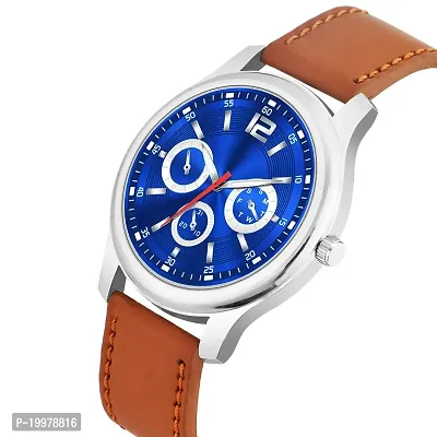 KIARVI GALLERY Analogue Leather Strap Boy's and Men's Watch(Blue Dial,Brown Leather Strap) (Brown-BLU)-thumb2