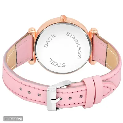 KIARVI GALLERY Analogue Moon Designer Dial Leather Strap Watch for Girls and Women(Peach) (Pink)-thumb3