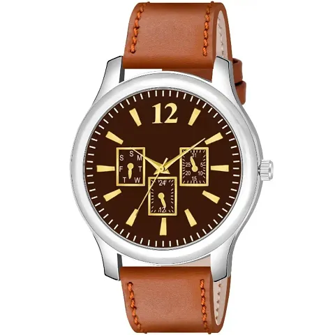 KIARVI GALLERY Analogue Leather Boy's and Men's Watch(Brown Dial,Brown Leather Strap)
