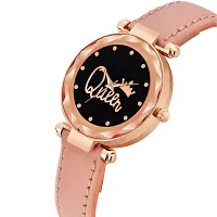 KIARVI GALLERY Analogue Queen Designer Dial Leather Strap Watch for Girls and Women(Pink) (Peach)-thumb1