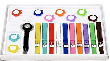 KIARVI GALLERY Analogue 11 Belt Interchangeable Girl's Watch (White Dial Multicolored Strap) (Multicolor-1)-thumb2