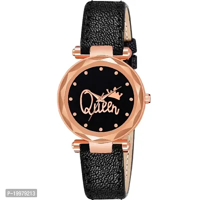 KIARVI GALLERY Analogue Queen Designer Dial Leather Strap Watch for Girls and Women(Pink) (Black)