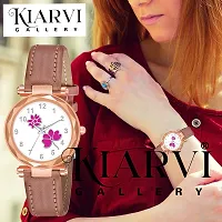 KIARVI GALLERY Analogue Flower Designer Leather Strap Women's and Girl's Watch (Peach-Pink)-thumb4