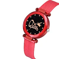 KIARVI GALLERY Red Queen Dial PU Strap Analog Girl's and Women's Watch (Red Colored Strap)-thumb1