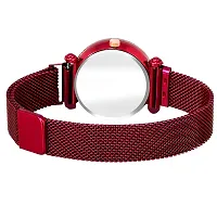 KIARVI GALLERY Silver and red Color Magnetic Strap Buckle Combo Watch for Women-thumb2