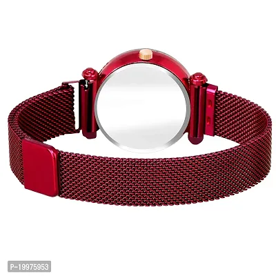 KIARVI GALLERY Silver and red Color Magnetic Strap Buckle Combo Watch for Women-thumb3