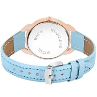 KIARVI GALLERY Analogue Copper Diamond Designer Queen Dial Leather Strap Watch for Girls and Women(Sky-Blue)-thumb2