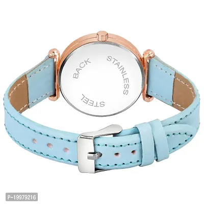 KIARVI GALLERY Analogue Queen Designer Dial Leather Strap Watch for Girls and Women(Pink) (Sky-Blue)-thumb3