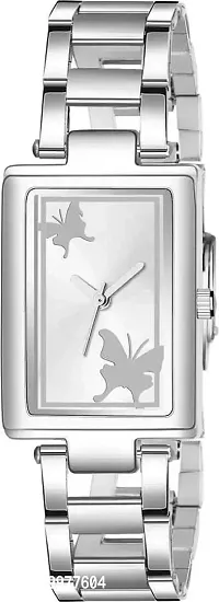KIARVI GALLERY Square Silver Dial Butterflt Print Slim Dial Wrist Analog Watch - for Girls