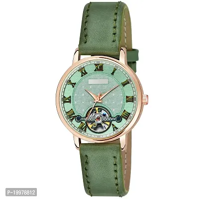 KIARVI GALLERY Analogue Stylish Leather Strap Women's and Girl's Watch (Green)