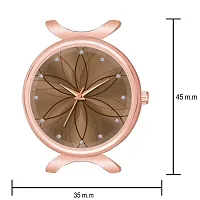 KIARVI GALLERY Analogue Black Full Flower Dial Unique Designer Leather Strap Women's and Girl's Watch (Brown)-thumb2