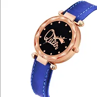 KIARVI GALLERY Analogue Queen Designer Dial Leather Strap Watch for Girls and Women(Pink) (Blue)-thumb1