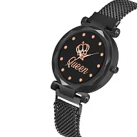 KIARVI GALLERY Analogue Queen Dial Magnetic Strap Girl's  Women's Watch (Black-Q)-thumb1