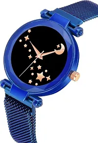 KIARVI GALLERY Blue Moon Star Dial Designer with Magnetic Metal Strap Analog Watch for Girl's and Women-thumb1