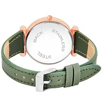 KIARVI GALLERY Analogue Moon Designer Dial Leather Strap Watch for Girls and Women(Peach) (Green)-thumb2