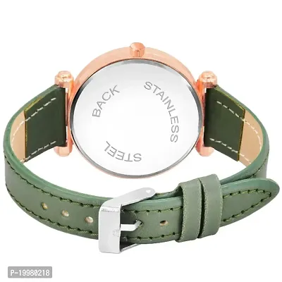 KIARVI GALLERY Analogue Moon Designer Dial Leather Strap Watch for Girls and Women(Peach) (Green)-thumb3