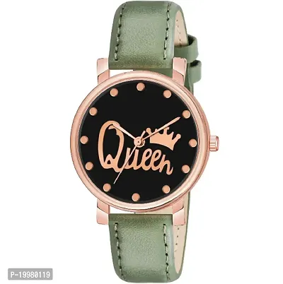 KIARVI GALLERY Analogue Black Queen Dial Stylish Premium Leather Strap Watch for Girls and Women(Pink) (Green)