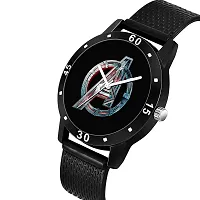 KIARVI GALLERY Analogue Black Avenger Print Dial PU Strap Boys and Men's Watches (Black)-thumb1