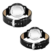 KIROHreg; Hubby and Wifey Printed Dial Leather Strap Analogue Men's  Women's Couple Watch (Pack of 2)-thumb3