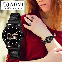 KIARVI GALLERY Black and Gold Queen Dial Designer with Magnetic Metal Strap Analog Watch for Girl's and Women (Pack of 2)-thumb4