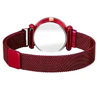 KIARVI GALLERY red and Gold Color Magnetic Strap Buckle Combo Watch for Women-thumb2