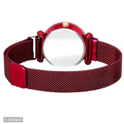 KIARVI GALLERY red and Gold Color Magnetic Strap Buckle Combo Watch for Women-thumb3