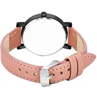 KIARVI GALLERY Analogue Round Dial Stylish Premium Leather Strap Watch for Girls and Women (Pack of -2,Peach Grey)-thumb2